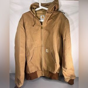 Vintage Carhartt Men Large Duck Tan Thermal Lined Hooded Jacket USA Union